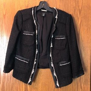 WHite House Black Market Black blazer tweed size 4